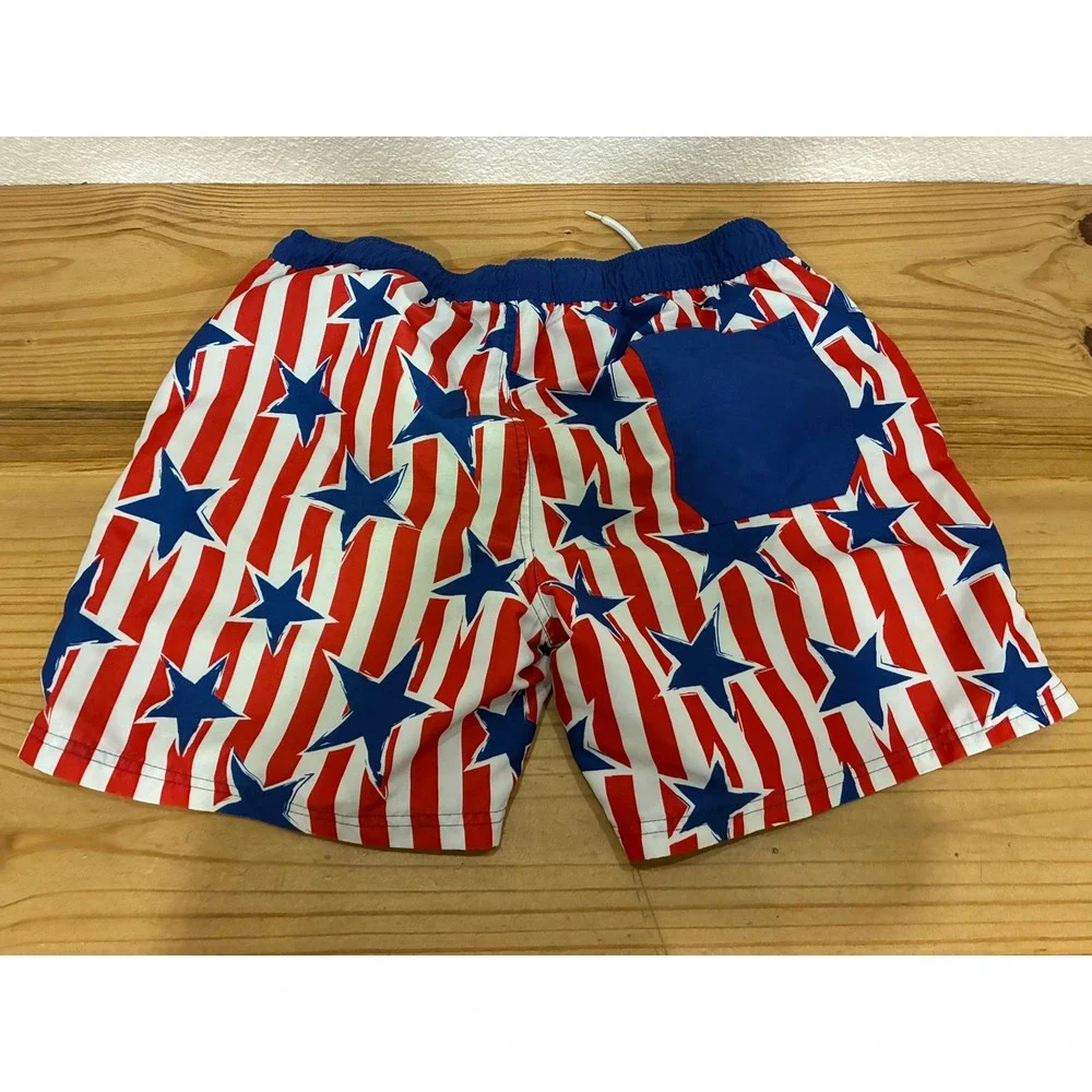 Mad Engine Stars and Stripes Patriotic Swim Trunks Board Shorts Mens Large